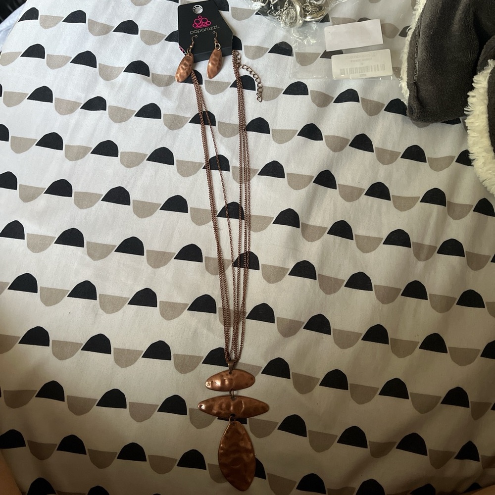 copper necklace with earrings